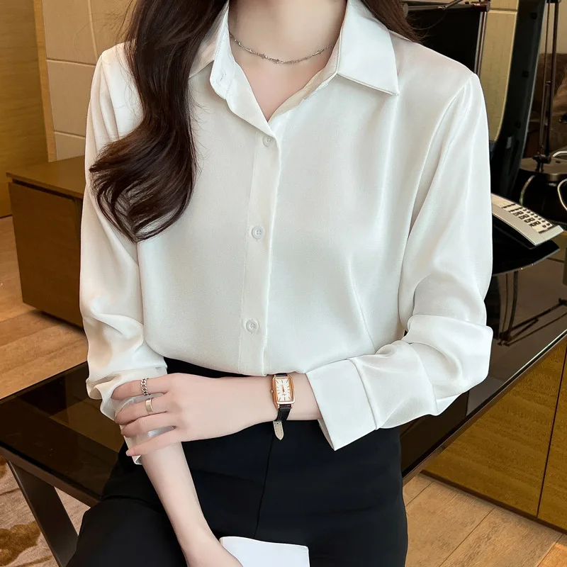 Spring Autumn New Fashion 17 Colors 5 Sizes Long Sleeve Chiffon Shirts Women Casual Loose Solid Blouses Office Lady Elegant Tops