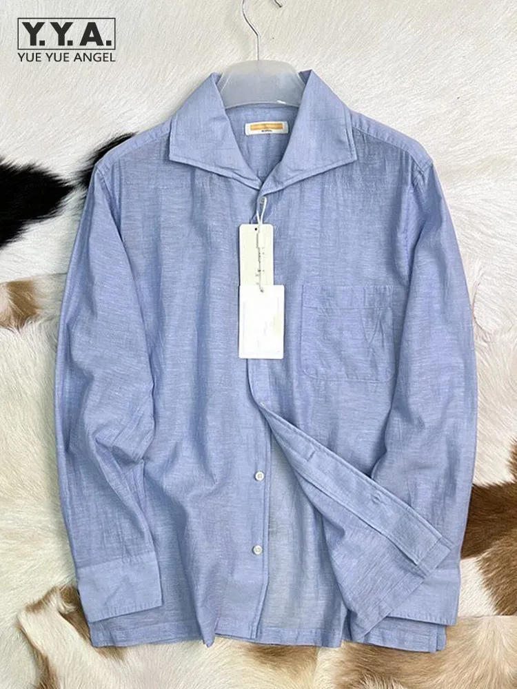 

Male Designer Loose Fit Shirt Long Sleeve Solid Color Casual Single Breasted Tops High Street Lapel Mens Spring Fashion Shirts