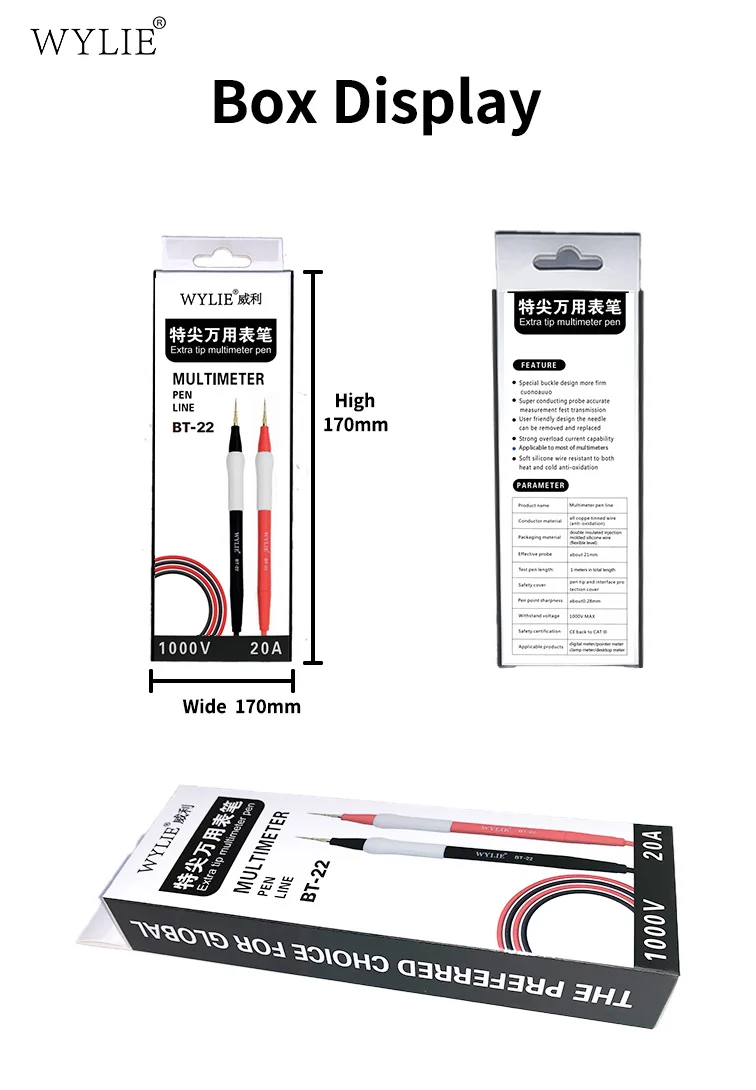 WYLIE Extra Tip Multimeter Pen BT-22/High Temperature/Suitable electrical apploances, circuits,testing /High overload capacity