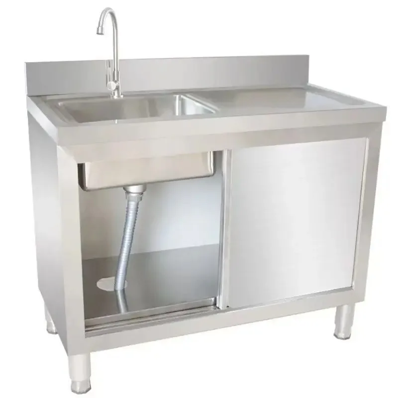 Rust steel vege   basin sink kitchen dishwashing integrated cabinet