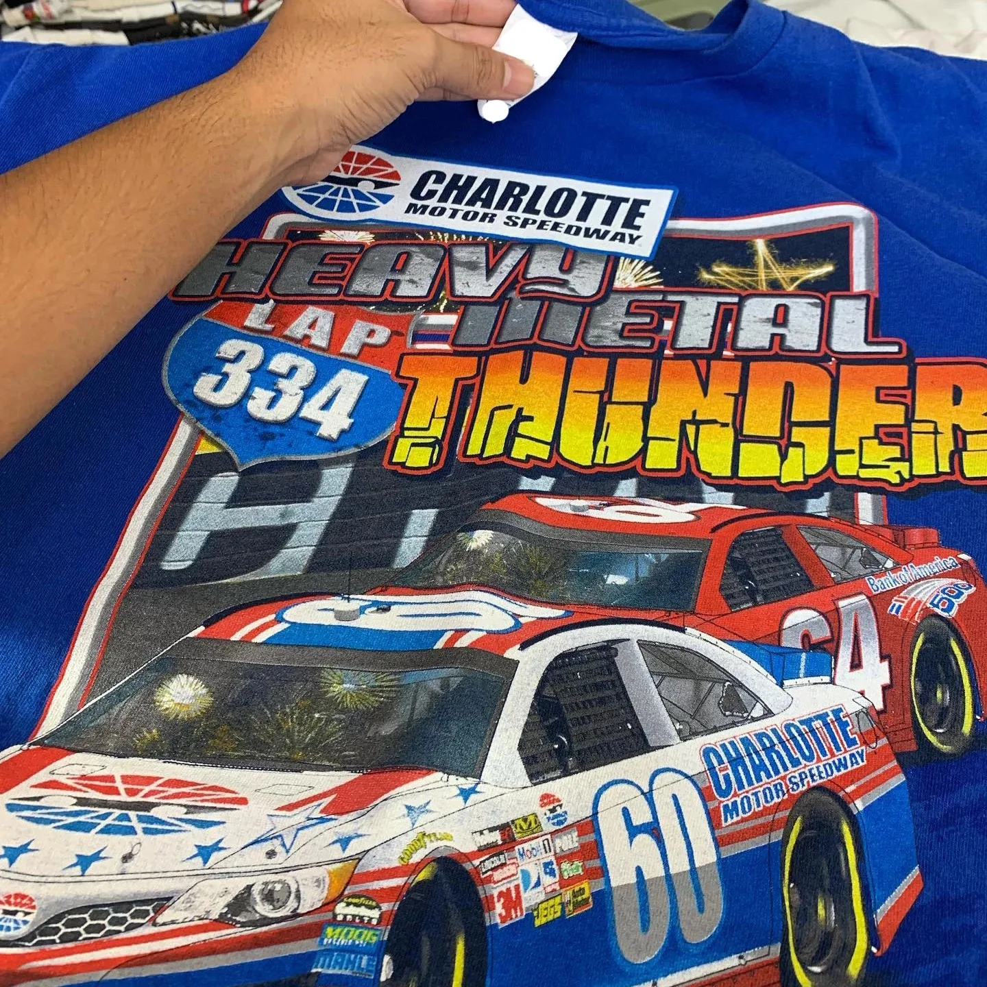 Vintage NASCAR Bank of America 500 Charlotte Motor Speedway Racing Graphic T-Shirt Cotton Men Women Streetwear Tee