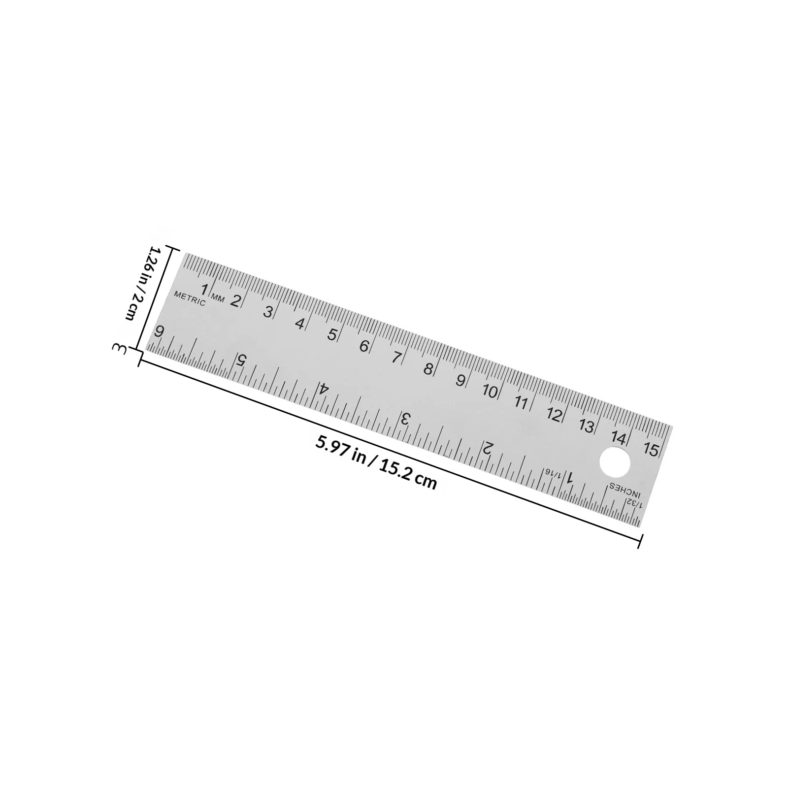 15 Cm 6 Inch Soft Cork Back Metal Ruler Stainless Steel Straight Edge For Office School Use Hanging Hole Mm Inch Measurement