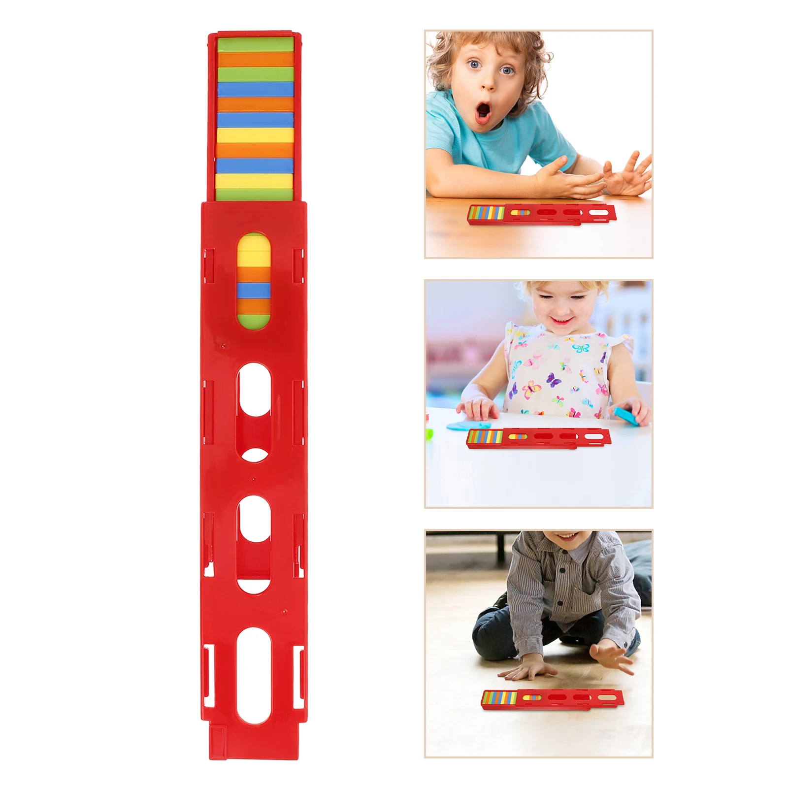 1 conjunto de acessórios para dominó infantil, suporte de carro de plástico transparente, placas, blocos de construção, jogo de trem mexicano, conjunto de trem pequeno para