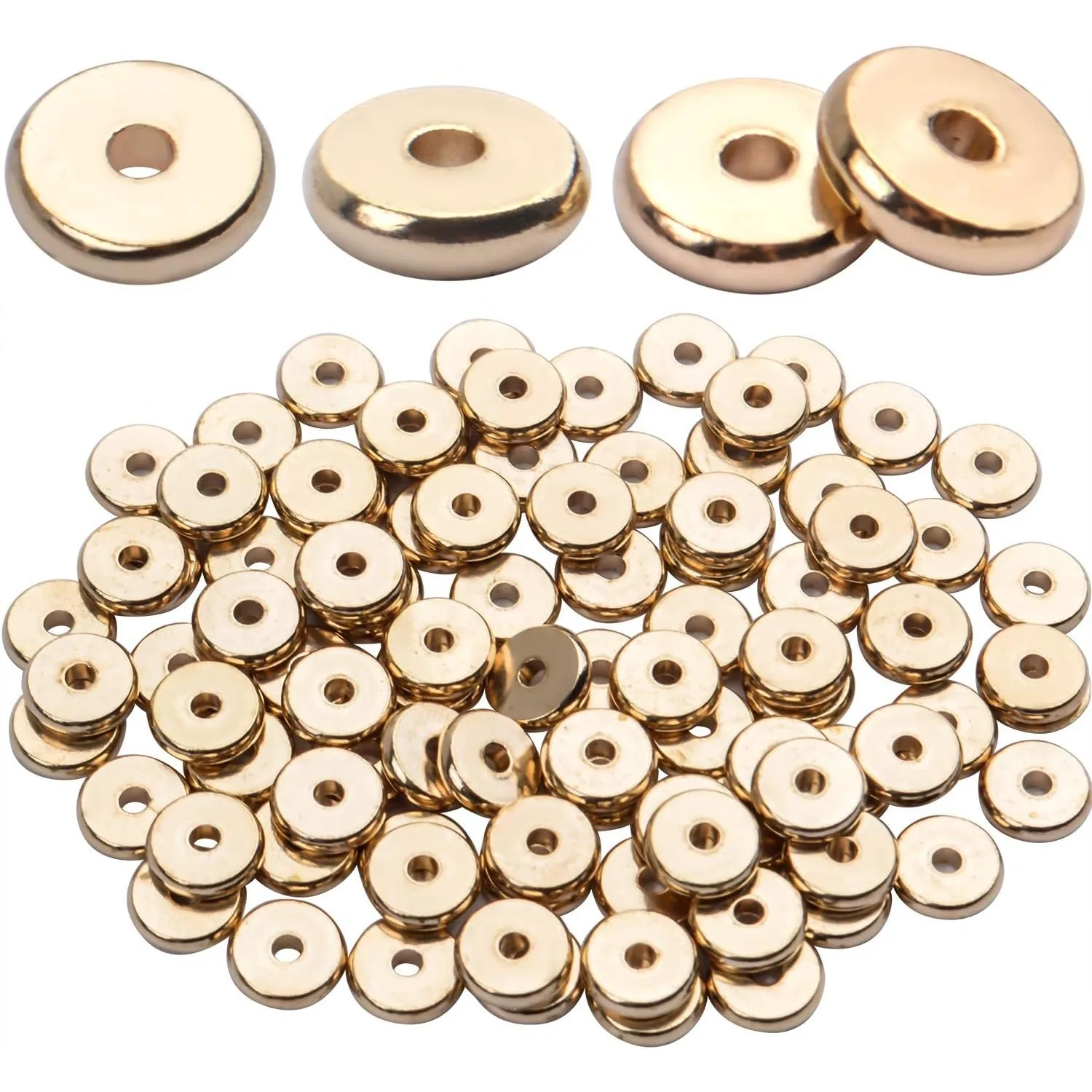 

100 шт. 8 мм плоские круглые бусины-разделители Rondelle, дисковые прокладки, свободные бусины, ювелирные металлические прокладки для DIY браслета, ожерелья, поделки, золото