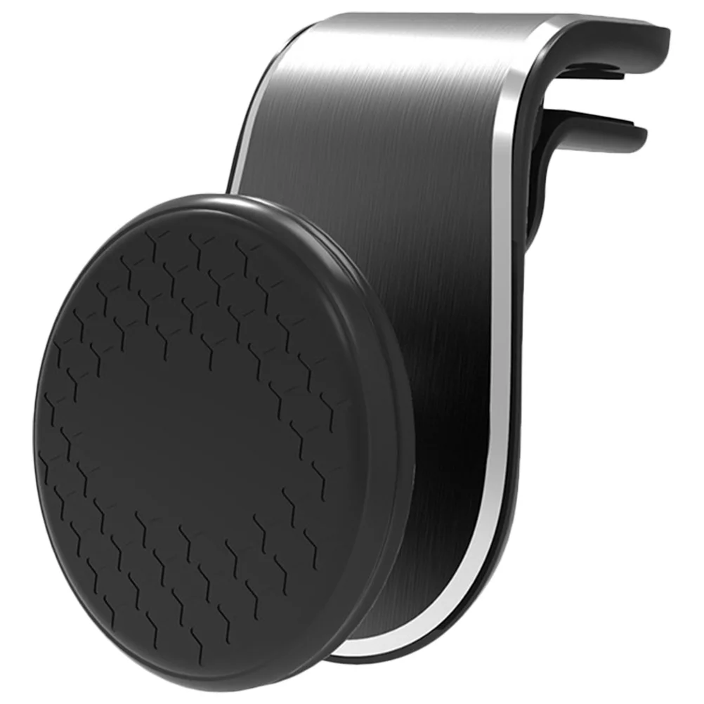 

Car Phone Holder Magnetic Mount For Air Vent Black L-Type Silicone Metal Design Dull Polish Safe Driving Accessory