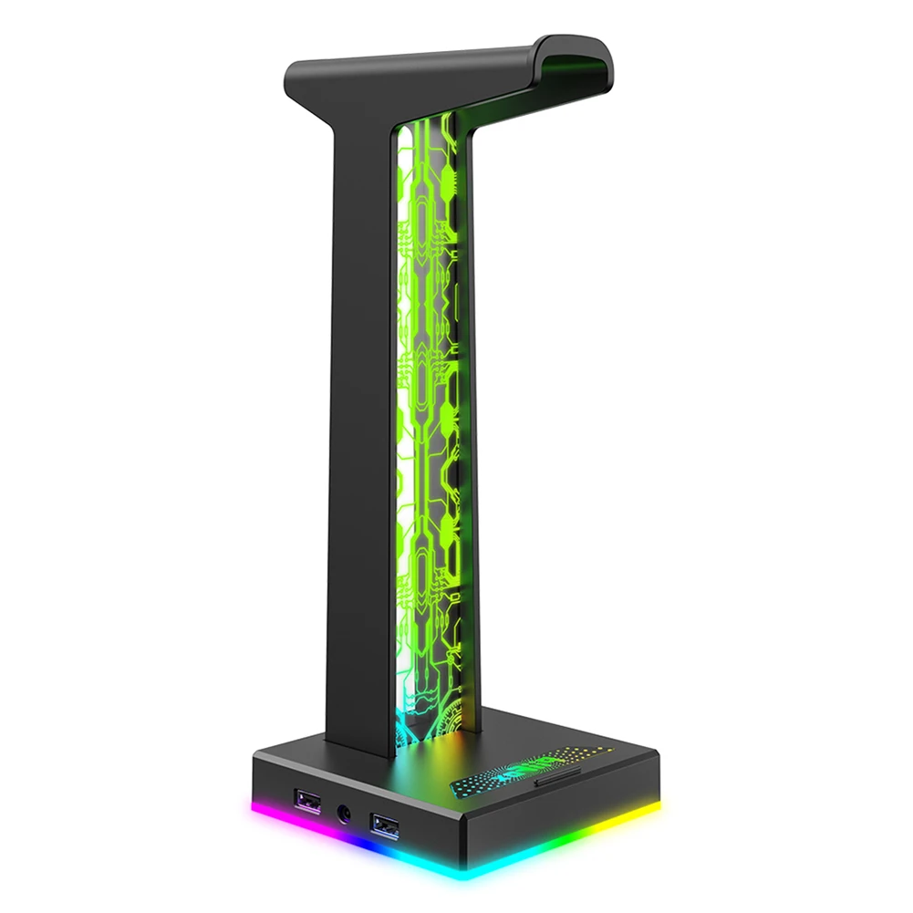 

RGB Headset Display Stand 10 Lighting Effects Headphone Stand Holder Rack Space Saving Desktop Organizer Vertical Bracket Hanger