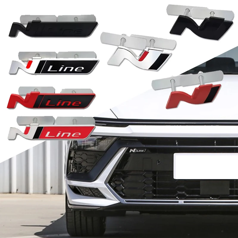 Logo for Hyundai N Line Emblem Sonata Tucson IX35 IX25 Elantra I30 I40 I10 I20 Kona Car Front Grille Badge Exterior Accessories