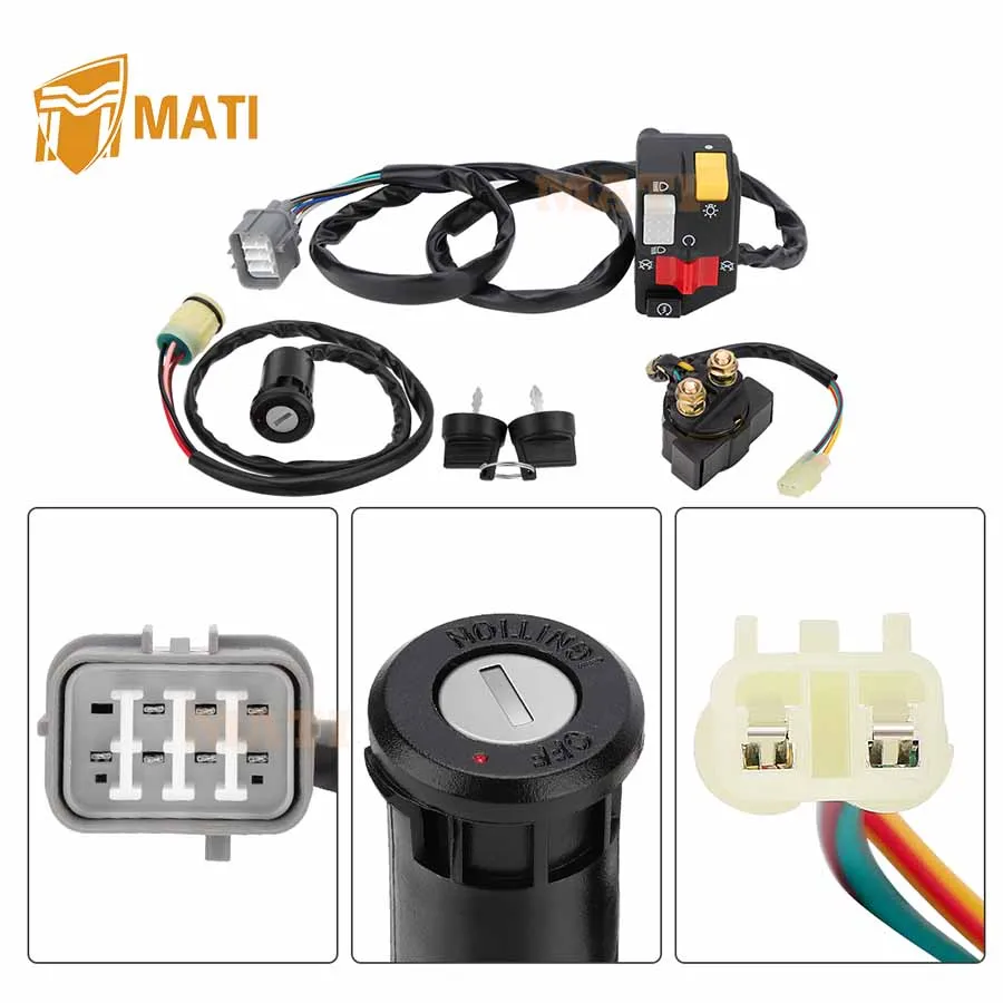 Handlebar Key Starter Relay Switch Kit for Honda Rancher 350 TRX350TM TRX350FM 2000-05 Manual Shift 35020-HN5-671 35020-HN5-670