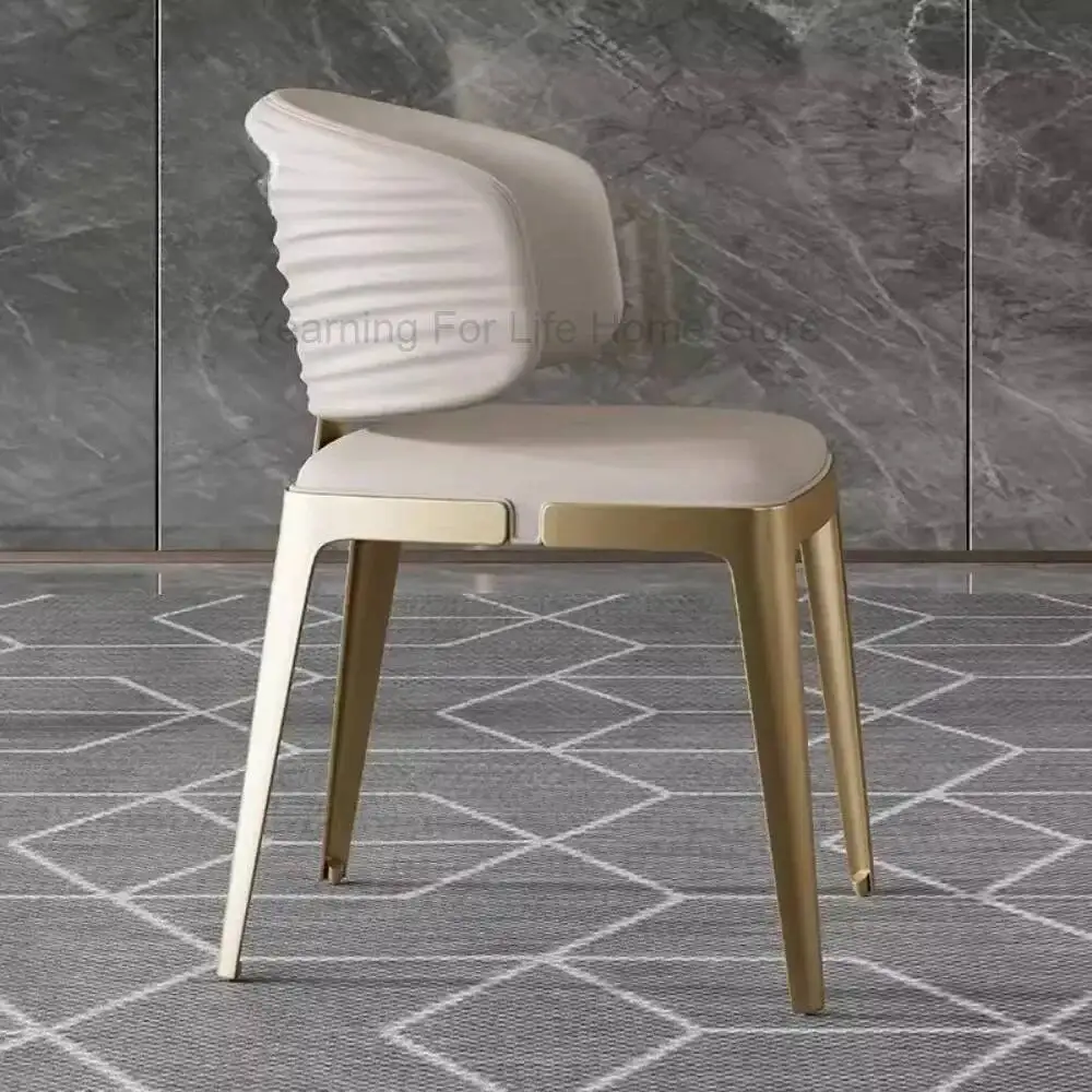 Silla de comedor italiana de lujo, silla minimalista con respaldo, silla de cuero creativa de acero inoxidable, Sillas Para Comedor, muebles para el hogar