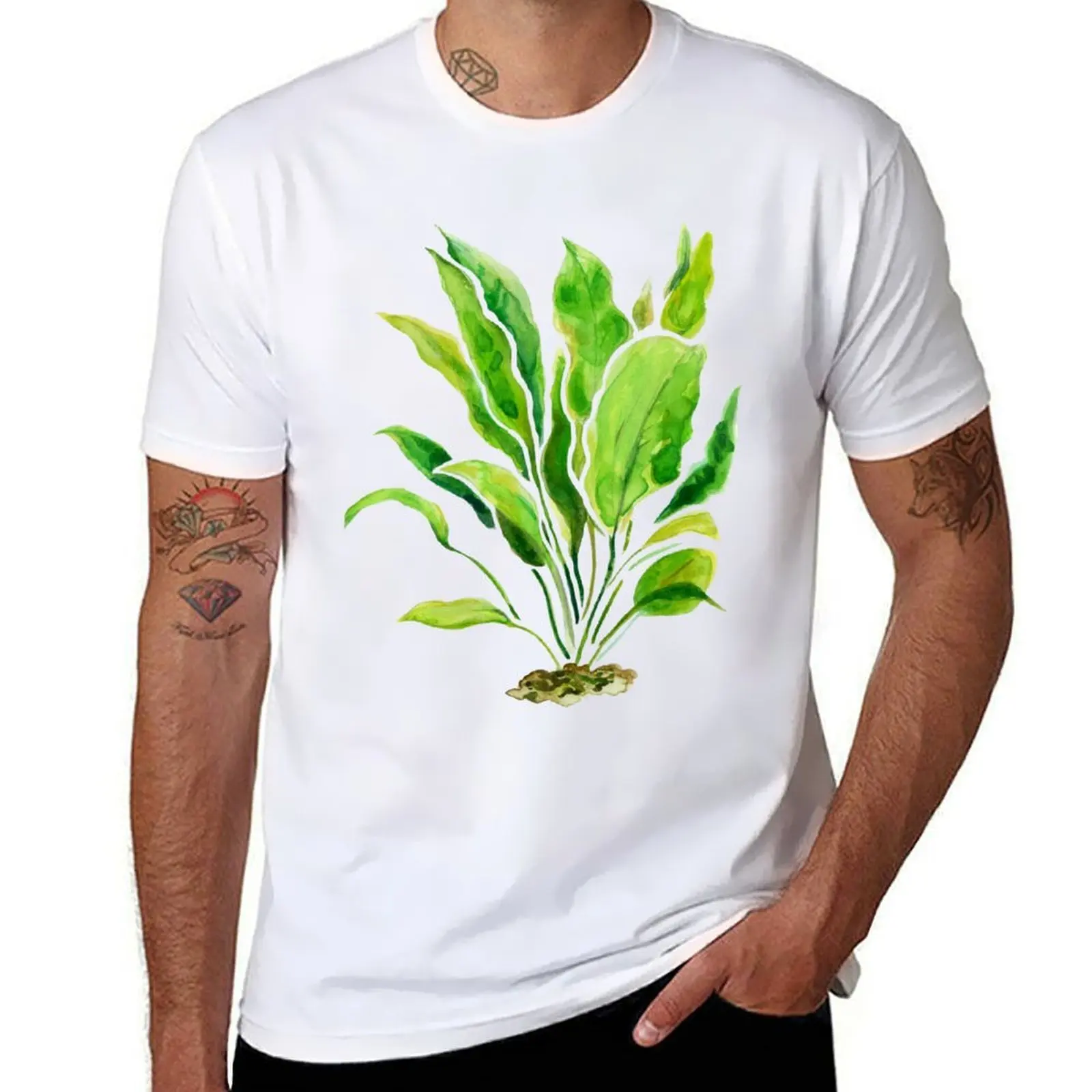

Aquarium Plants Series Amazon Sword T-Shirt man t shirt summer cotton t shirt pack T-Shirt