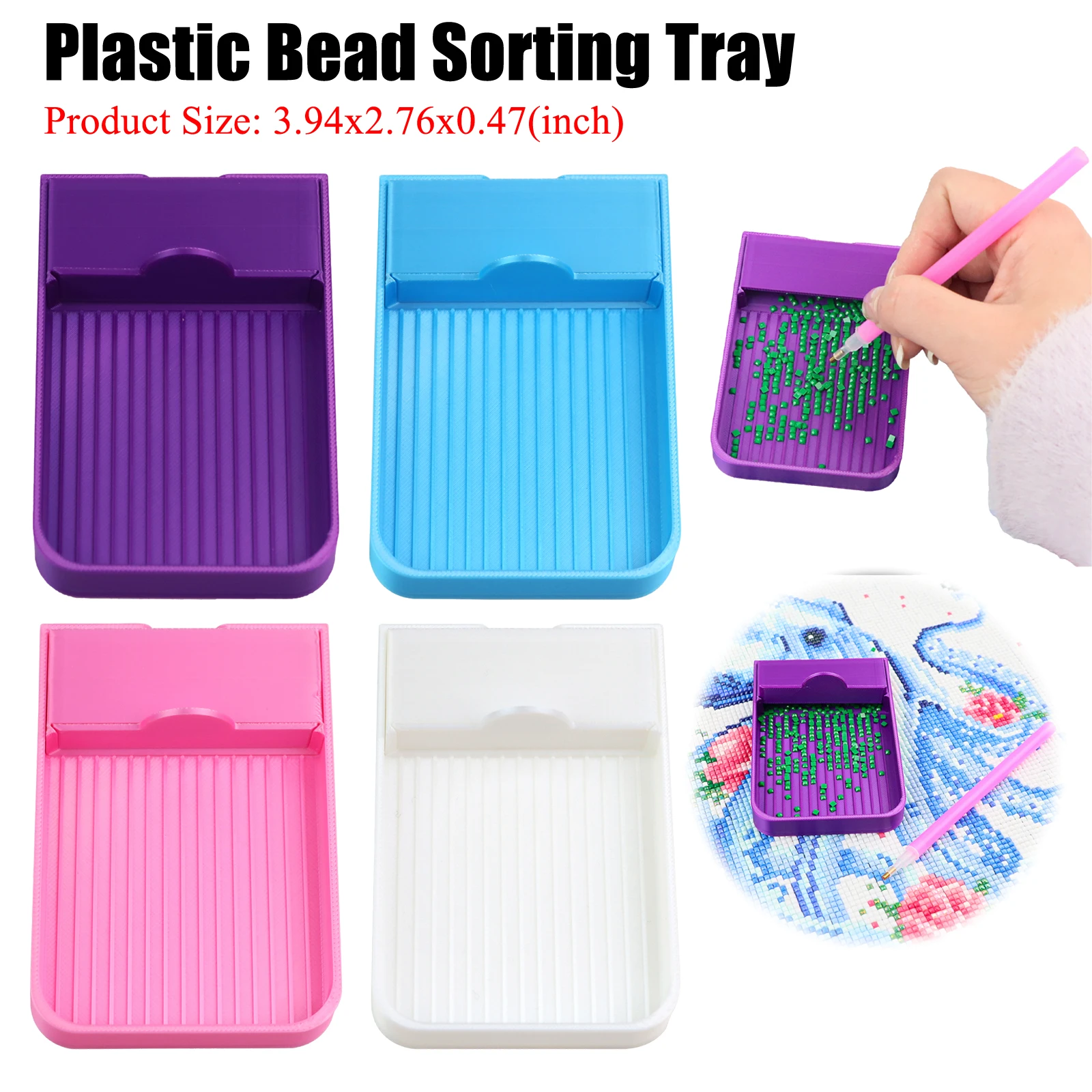 Multi-Colored Diamond Art Painting Bead Sorting Tray No Drill Spillage with Storage Box Rhinestone Dot Tools for DIY Art Craft