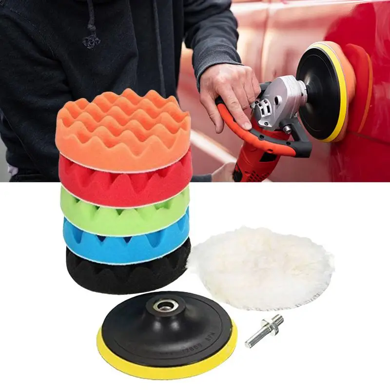 

3-Inch Wool Polishing Pad Car Waxing Sponge Wool Wheel Disc Auto Paint Foam Buffing Pads 5Pcs Automobile Sanding Polishing Pad