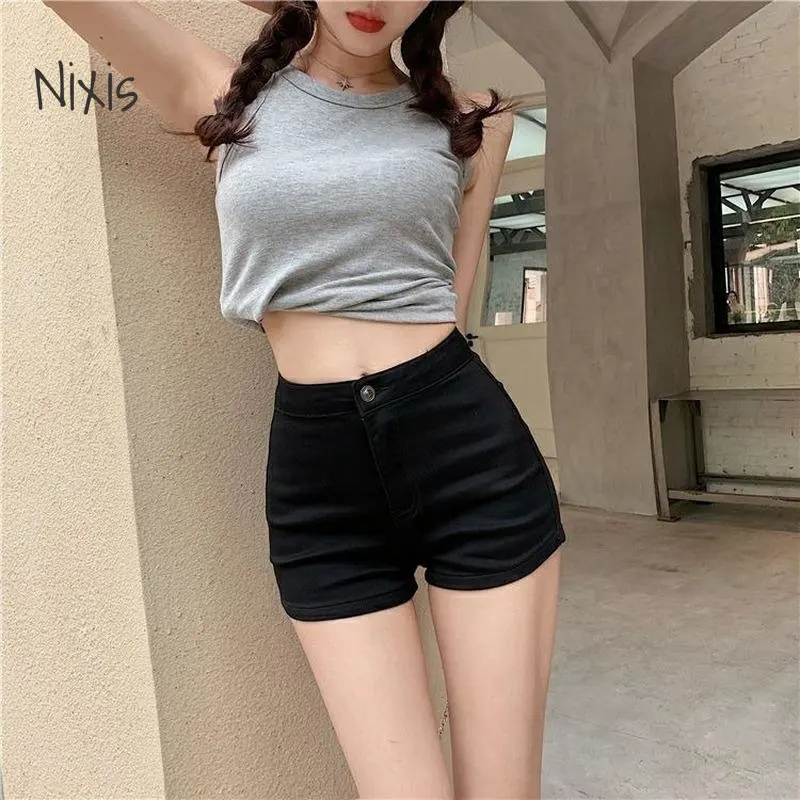 Elastic Denim Shorts Women Korean Fashion High Waist Slim Brown Mini Shorts Summer Vintage Babes Sexy Bottoms Female Clothes