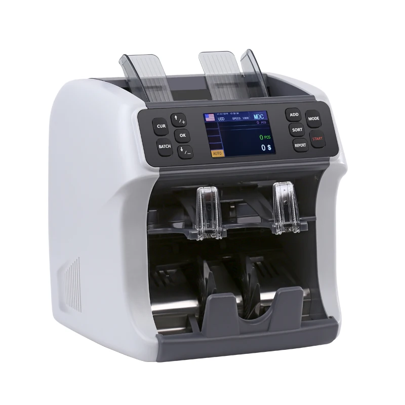 Detector ROHS Certified 2 Pocket BANK NOTE Dual CIS 1.5 Pocket LED Display Money Counting Machine Cad Currency Banknote