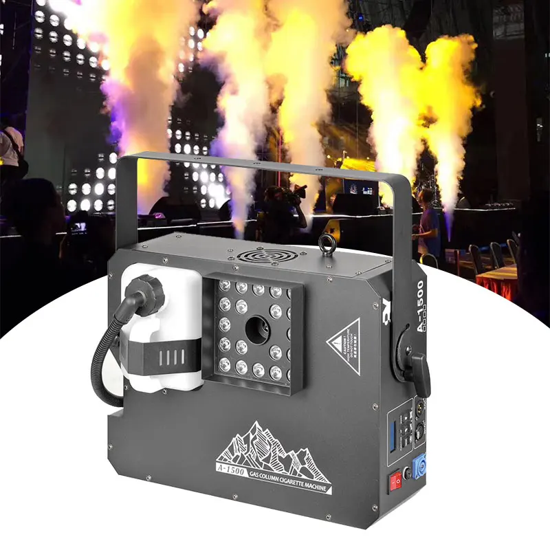 【Wholesale Price】 1500W Remote Control Upward Fog Smoke Machine 24x3W RGB DMX LED Lights For Disco KTV Party Club Wedding Event