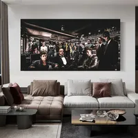Gangster Movie Character The Wolf of Wall Street Godfather Party Poster and Print Canvas Painting Wall Art for Living Room Decor