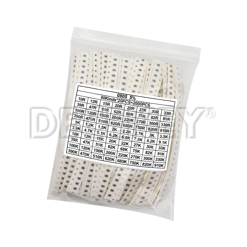 0402 0603 0805 1206 1210 2512 SMD Resistor Kit Assorted Kit 1K 10K 100K 1R 10R 100R 220R 1% 5%