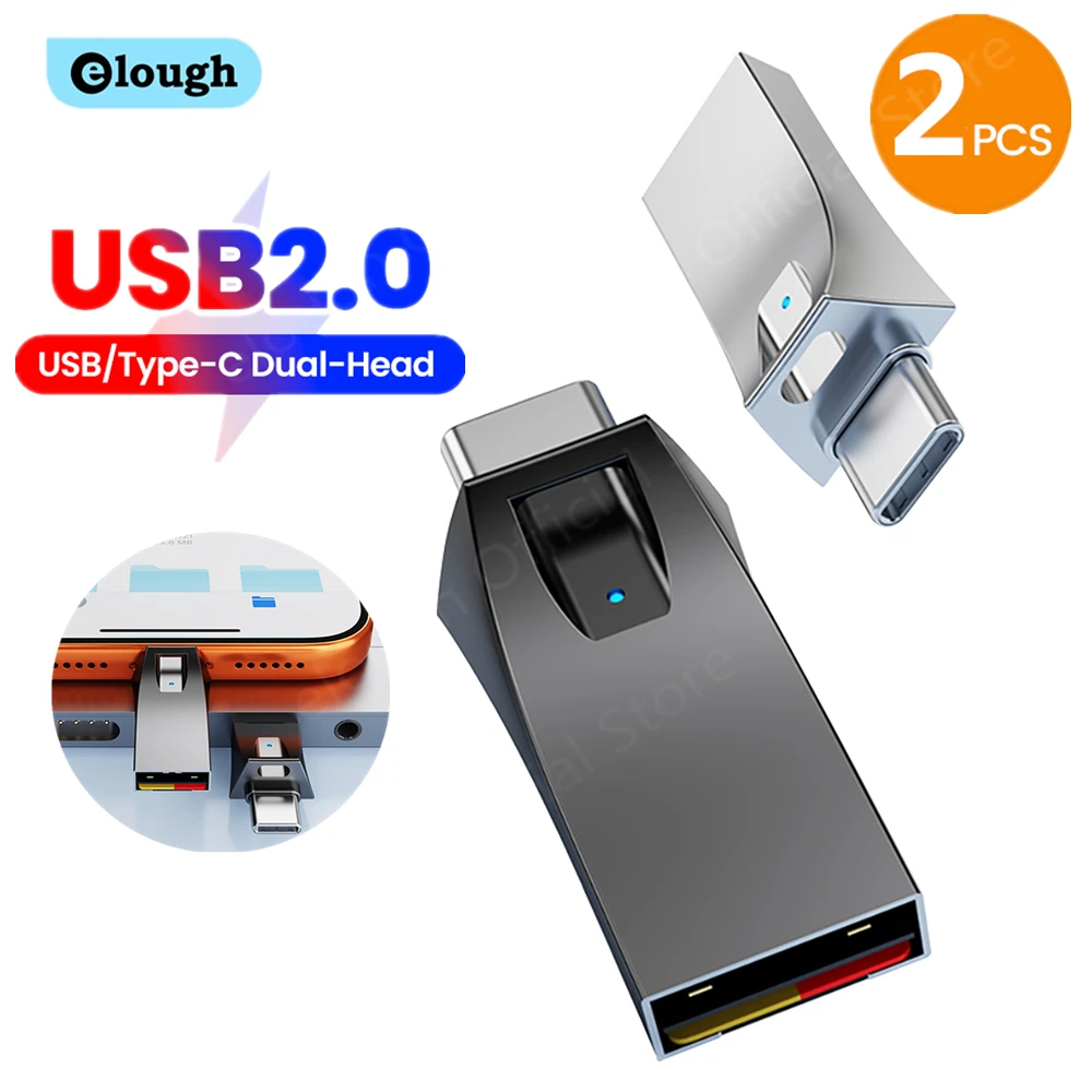 

Универсальный USB-адаптер 2-в-1 Type-C для чтения карт памяти TF с высокоскоростной передачей данных для iPhone 17, 16, Samsung, USB 2.0