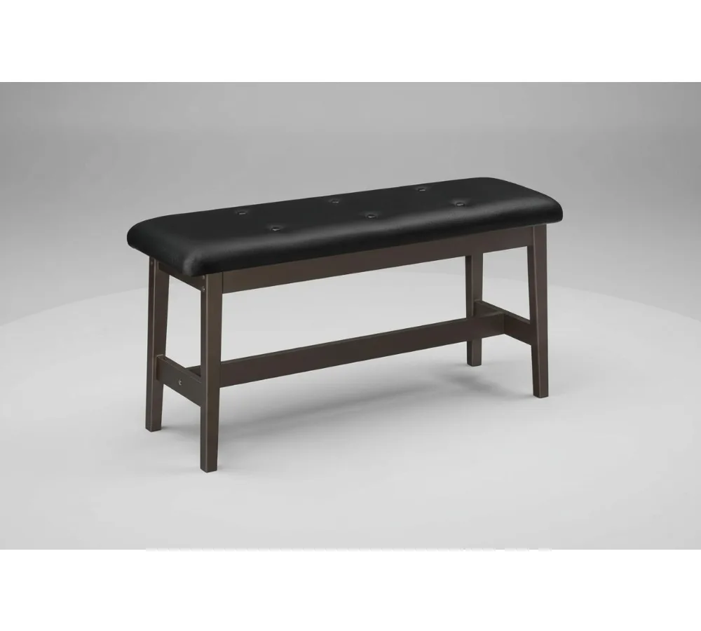 مقعد طعام من الخيزران مع مقعد من جلد البولي يوريثان، أثاث مدخل غرفة المعيشة متعدد الوظائف للمطبخ، بني وأسود