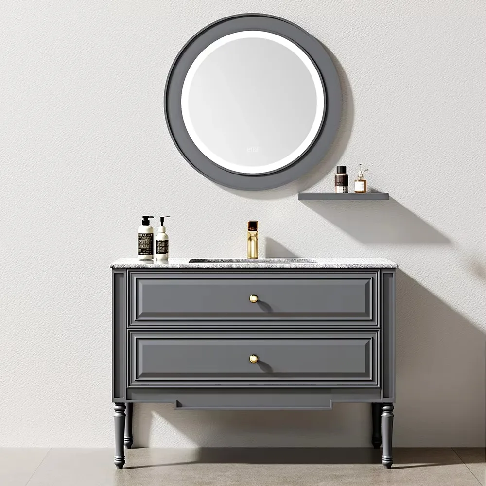Morden Style Solid Wood Bathroom Cabinet Vanity Ceramic Sink Top Plywood with Lacquer Finish Modern Design for Hotel Use