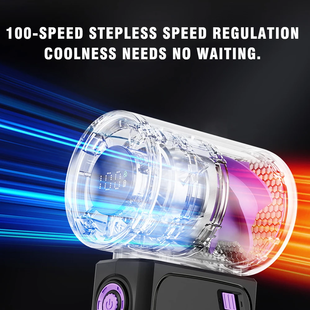 New High-speed Turbine Small Wind Gun Portable Digital Display Handheld Fan USB Charging Home Outdoor Travel Mini Fan Power Tool