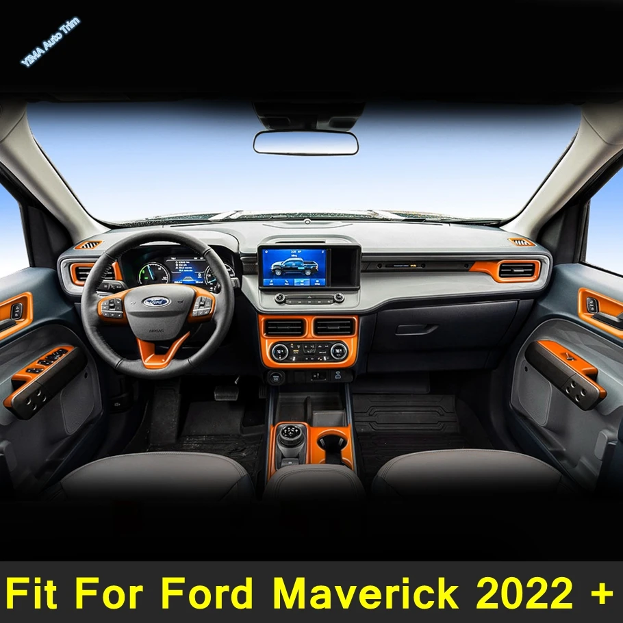 

Steering Wheel Frame / Door Handle Bowl / Dashboard AC Outlet Vent Cover Trim Fit For Ford Maverick 2022 2023 Orange Accessories