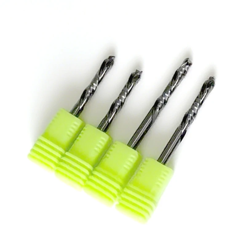 1Pc UP And DOWN Cut Spiral Carbide Mill Cutters - 3.175/4/5/6/8/10mm Two Flutes for Compression Wood PVC End Mill Cutter Bits