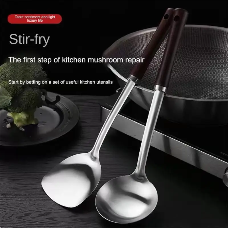 

Кулинарный набор, удобный захват из нержавеющей стали, стильный дизайн, удобные для рук, для подготовки супа, приготовления еды, деревянная ручка