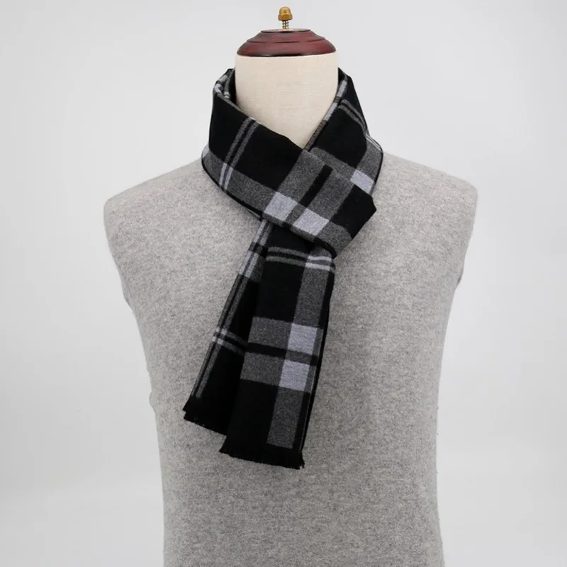 Luxury Brand Winter Plaid Cashmere Scarf for Men Warm Neck Scarfs Male Business Scarves Long Men\'s Pashmina Shawl