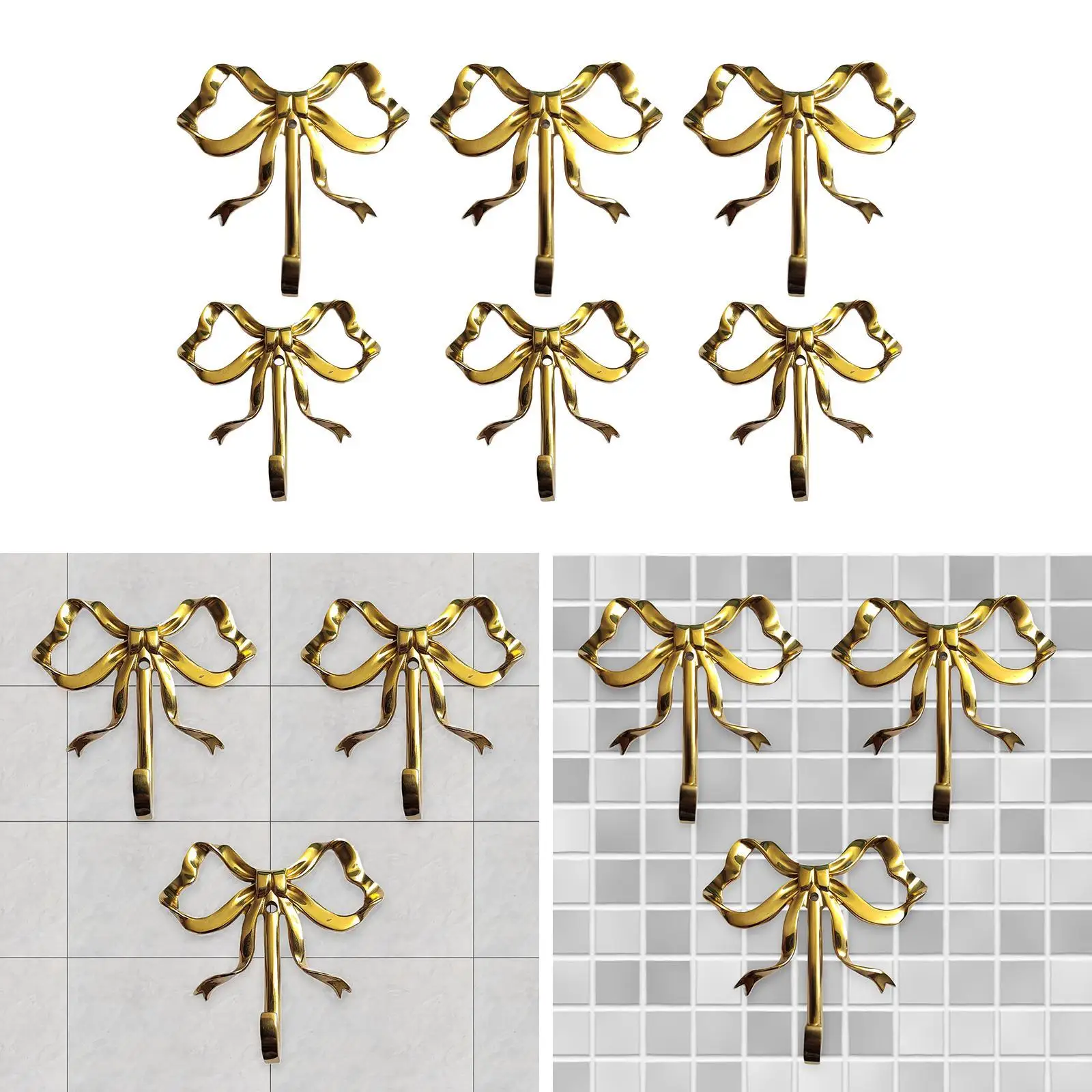 3x Butterfly Knot Wall Hooks Decor Wall Mounted Hooks for Hotel Cafe Office