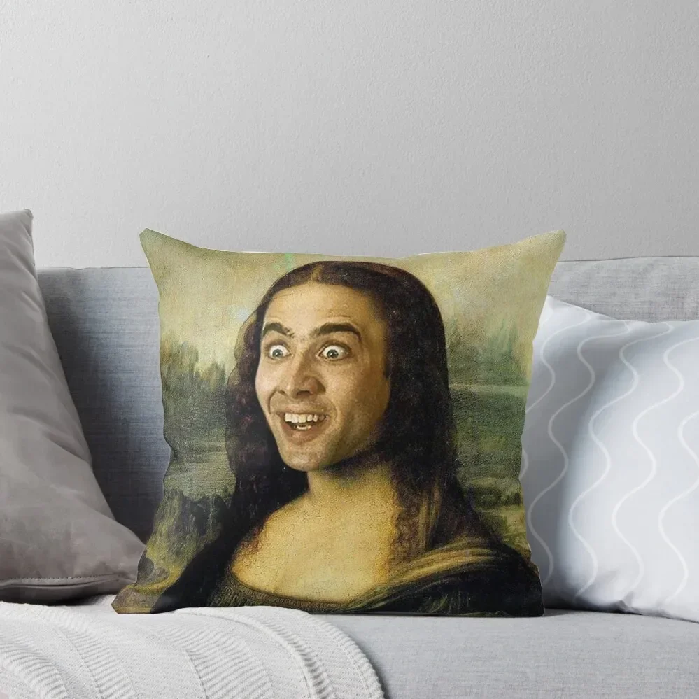 

Nicolas Cage Mona Lisa Throw Pillow New year Decorative Cushions Christmas Pillow Covers christmas pillowcases Pillow