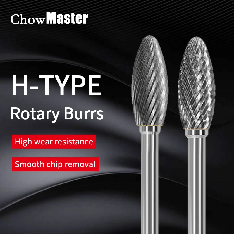 Chowmaster Carbide Alloy Rotary File Tool H HX Type Head Tungsten Point Burr Die Grinder Abrasive Tool Drill Milling Carving Bit