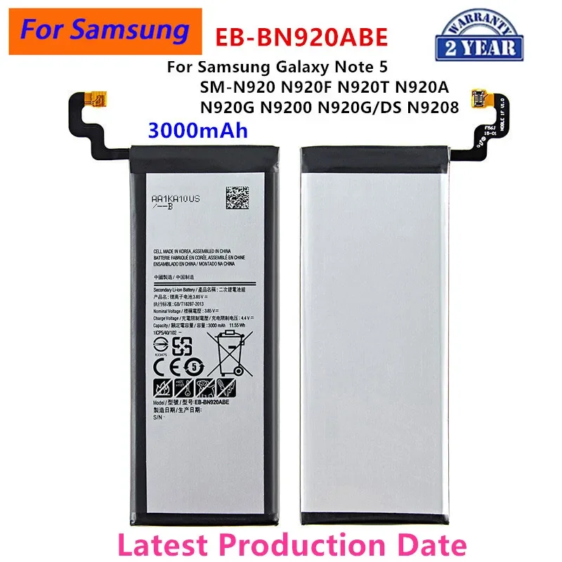 Brand New EB-BN920ABE 3000mAh Battery for Samsung Galaxy Note 5 SM-N920 N920F N920T/A N920G N9200 N920G/DS N9208