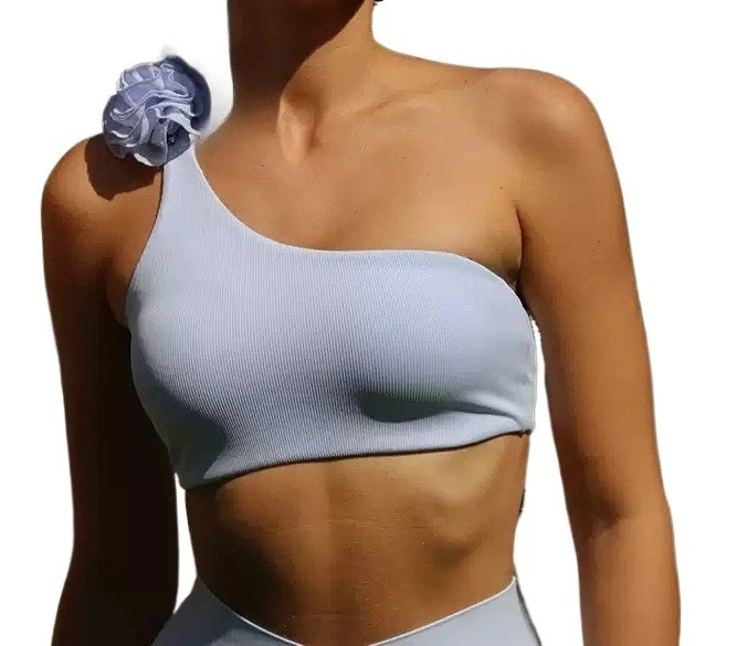 

Fashion Solid Color One-shoulder Split Ladies Three-dimensional Flower Yoga Clothing Bra Fitness Clothing Skirt Yoga Pant