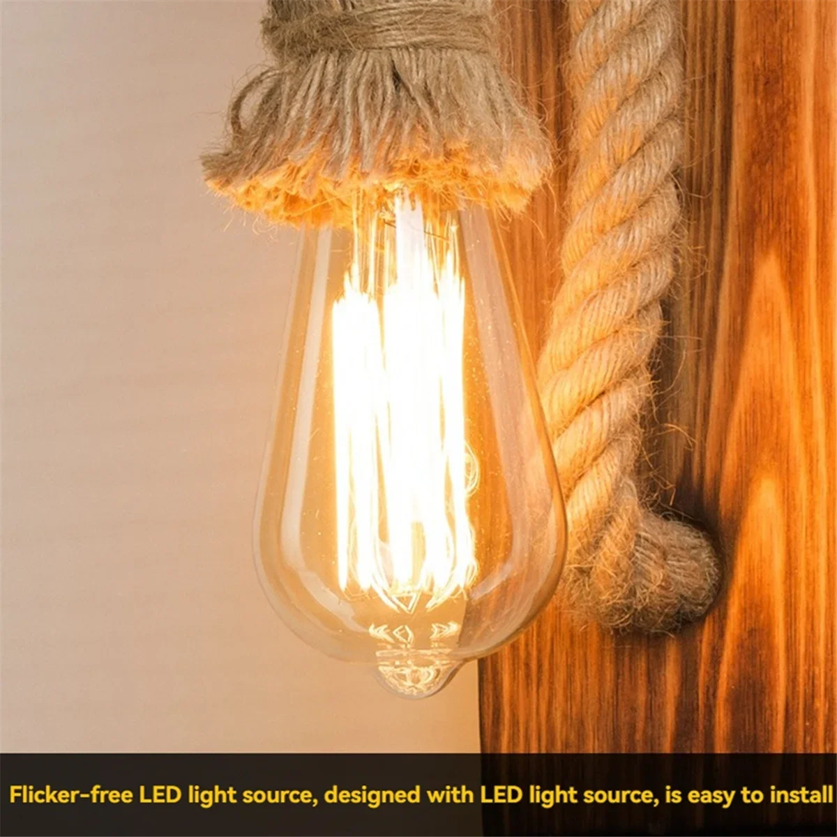 Retro Wooden Wall Lamp Retro Wrought Living Room Background Wall Lights 2700K Warm Light Bedroom Bedside