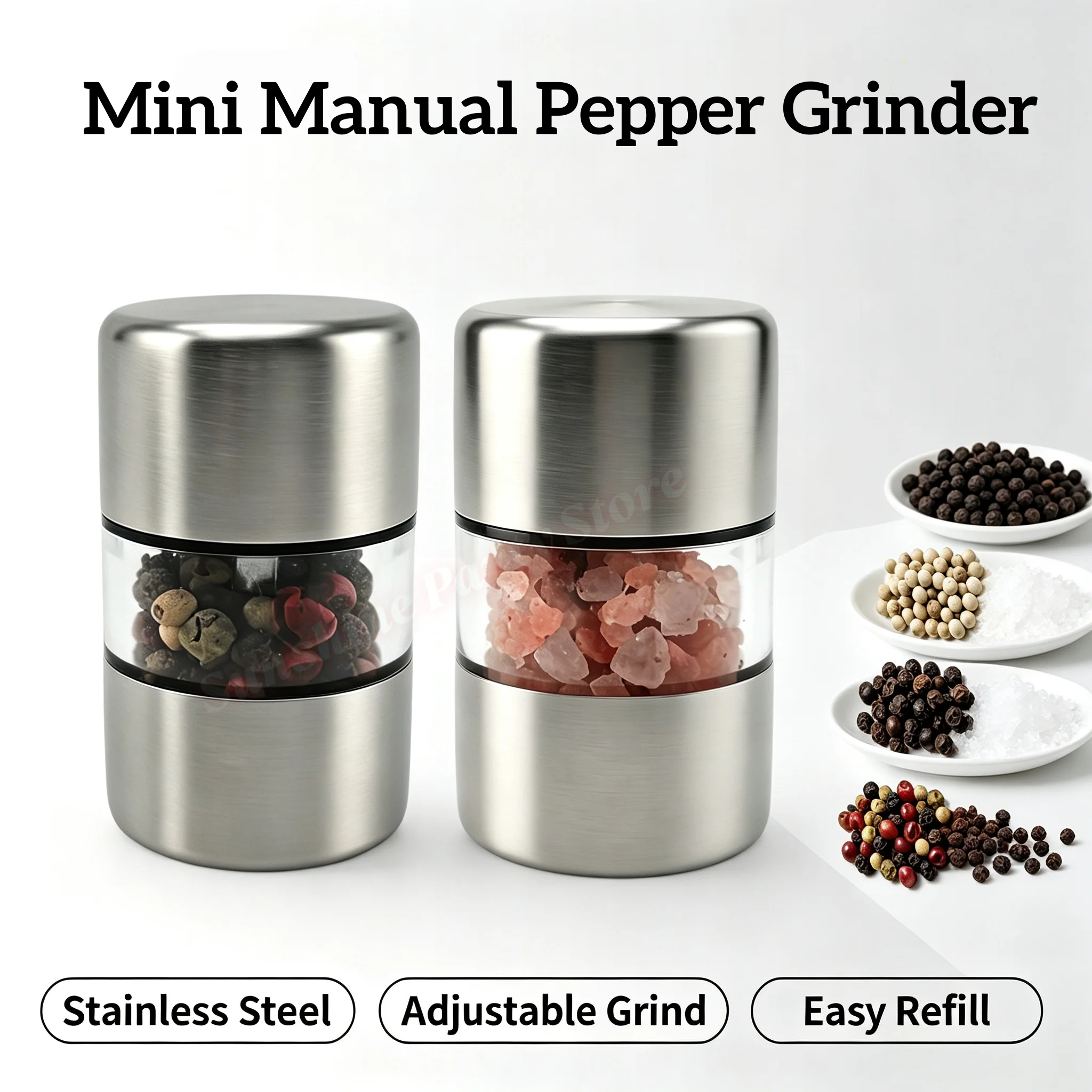 Kitchen Gadgets Essential - 1/2 stuks roestvrijstalen pepermolen, handmatige molen,