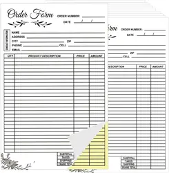 Sales Invoice Order Form Book 2 Part Carbonless Copy Invoice Book for Small Business Supplies 5.5 * 8.26 Inch