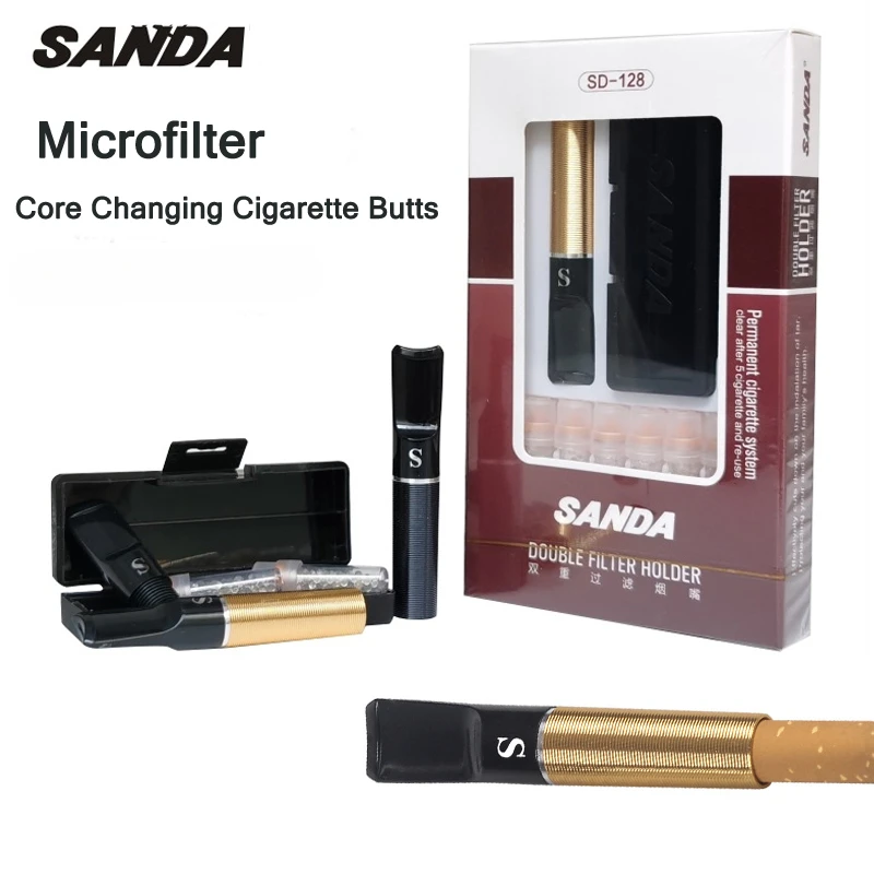 SANDA Cigarette Holder replaceable core filter For 8mm Microfilter Smoke Mouthpiece Reducing Tar Classic Tobacco Filter Men Gift