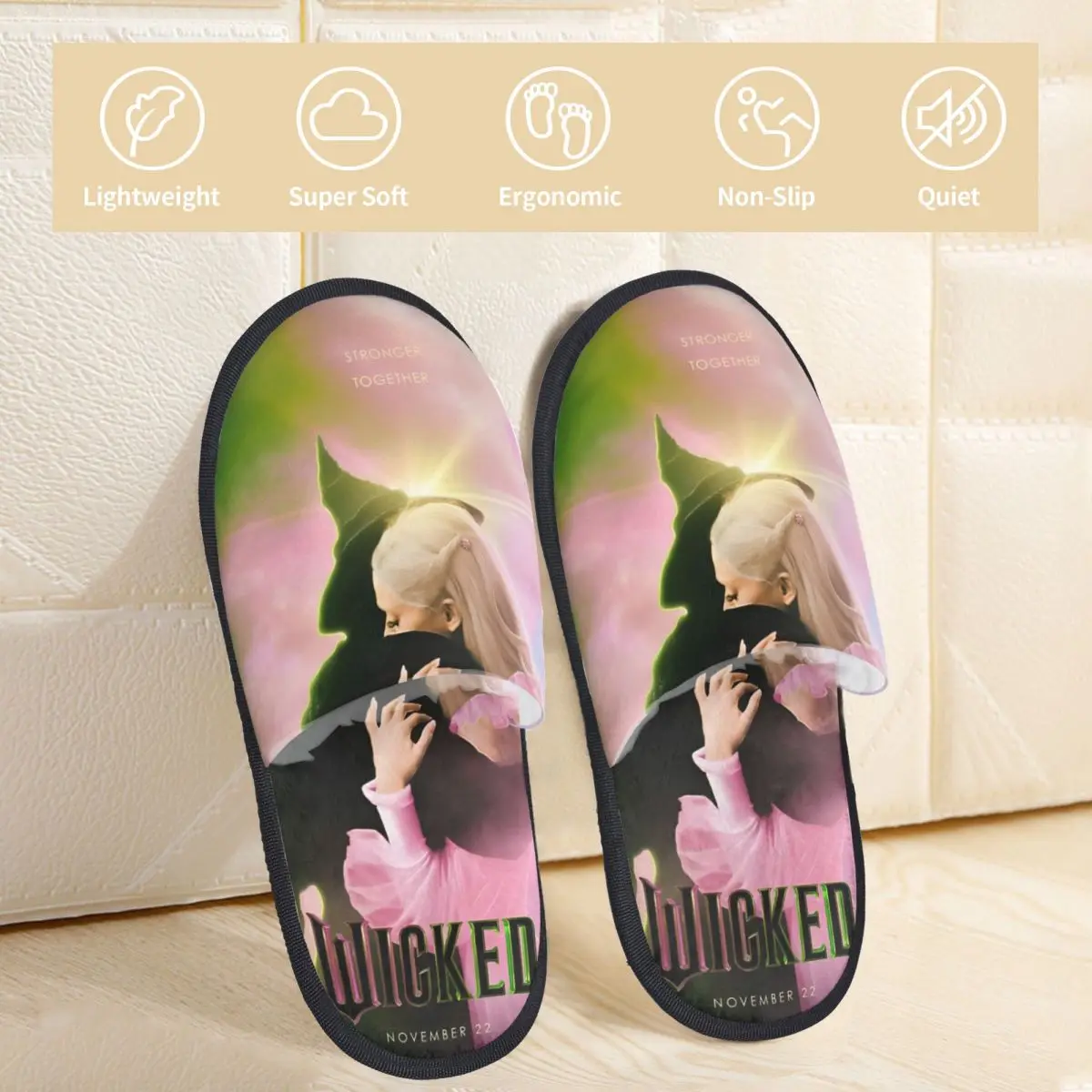 

Wicked Musical Movie 2025 Furry Slippers Anti Slip Soft Household Cotton Fur Slippers Slides Indoor