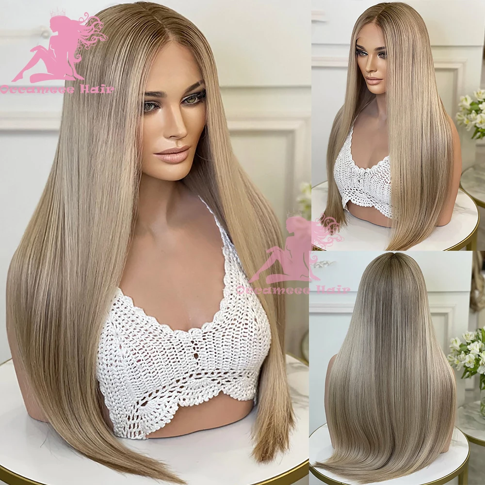 

Highlight 13x4 Lace Front Wig Human Hair Blonde Color Straight Preplucked Full 360 Frontal Transparent Swiss Lace Wigs Brazilian