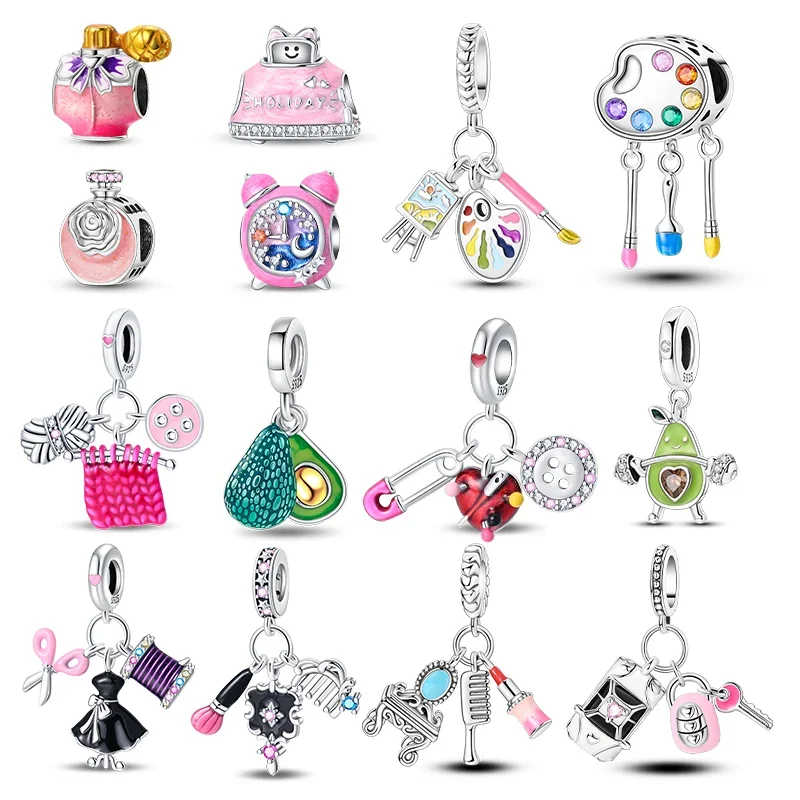 S925 Sterling Silver profumo perline disegno Sport Fitness musica Charms braccialetto originale fai da te per le donne che fanno regali di