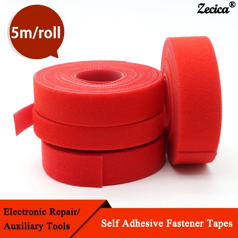 

Red Cable Ties Reusable Loop Bundle Red Self Adhesive Nylon Strap Organizer Clip Wire Holder Management Fastening Tape DIY