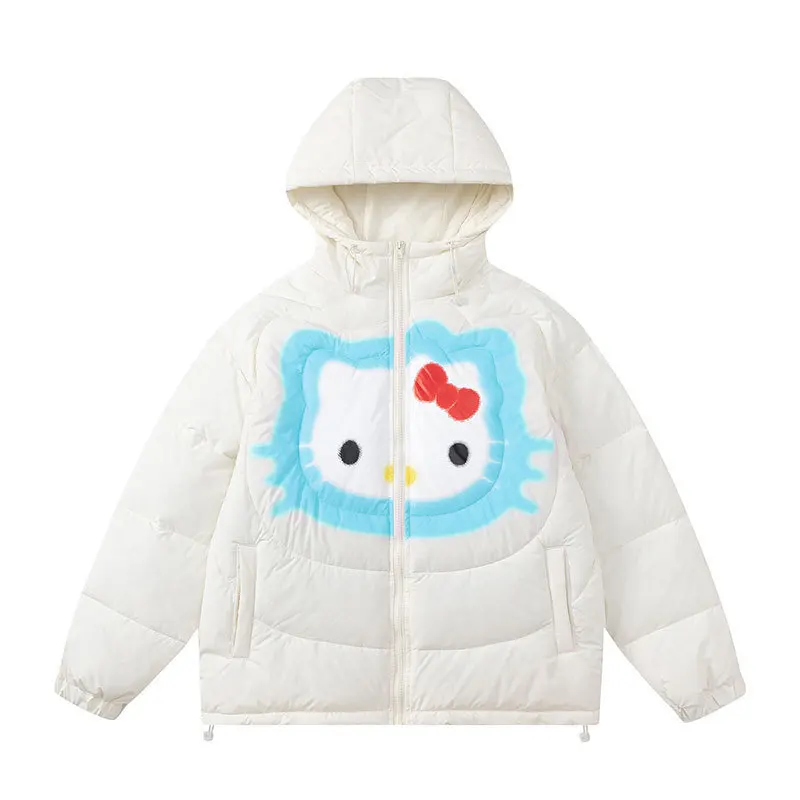 Sanrio Hello Kitty Winter New American Style Cute Hooded Cotton Jacket For Men And Women Thick Warm Trendy Jacket Sweet Clothes