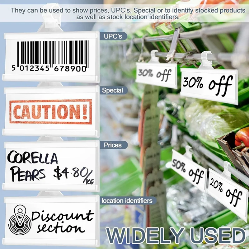 100 Pieces Plastic Wire Shelf Label Holders, Reusable Price Label Holder With Locks, For Supermarket Department Store Durable