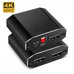 1 Duplicate To 2 HDMI-Compatible Displays Connector 4K@60Hz Splitter 1 In 2 Out With Scalar High Speed Cable Support HDCP 2.2