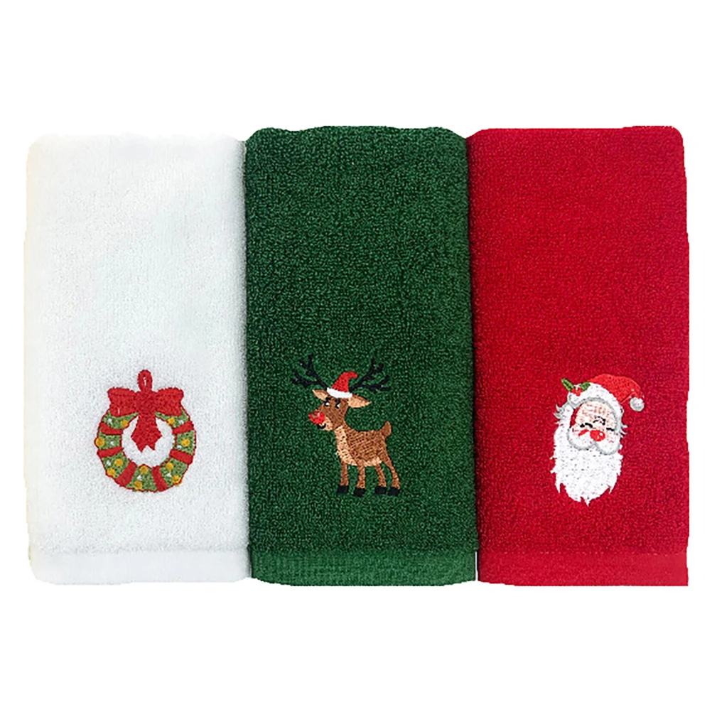 3/4pcs Soft Cotton Towels Set Merry Christmas Santa Claus Hand Towels 32x45cm Absorbent Hand Bath Towels For Home Hotel Bathroom