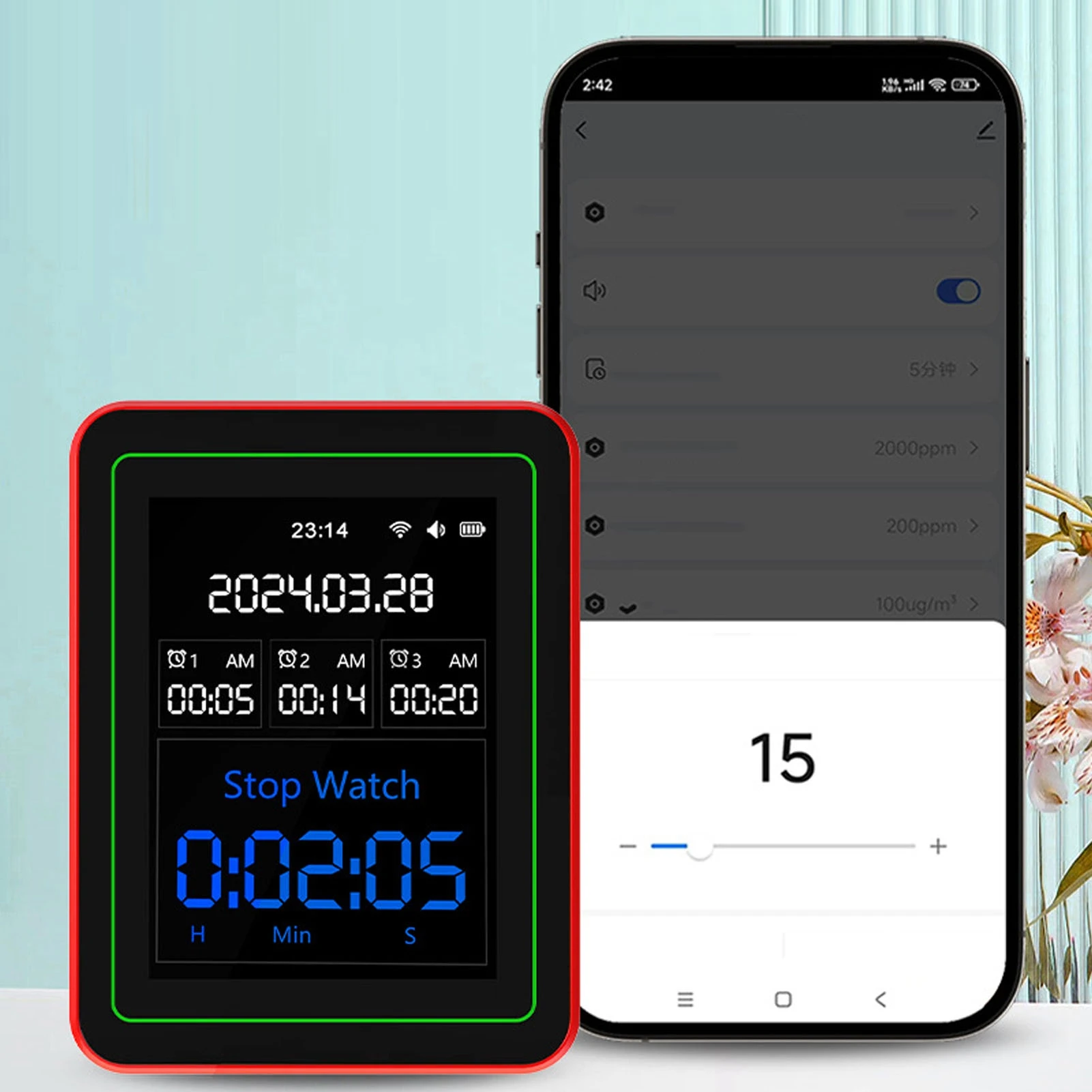Penguji Kualitas Udara Sensitivitas Tinggi Layar HD 2.8 Inci Penguji Kualitas Udara Pengatur Waktu Kelembaban Suhu Multifungsi untuk Rumah