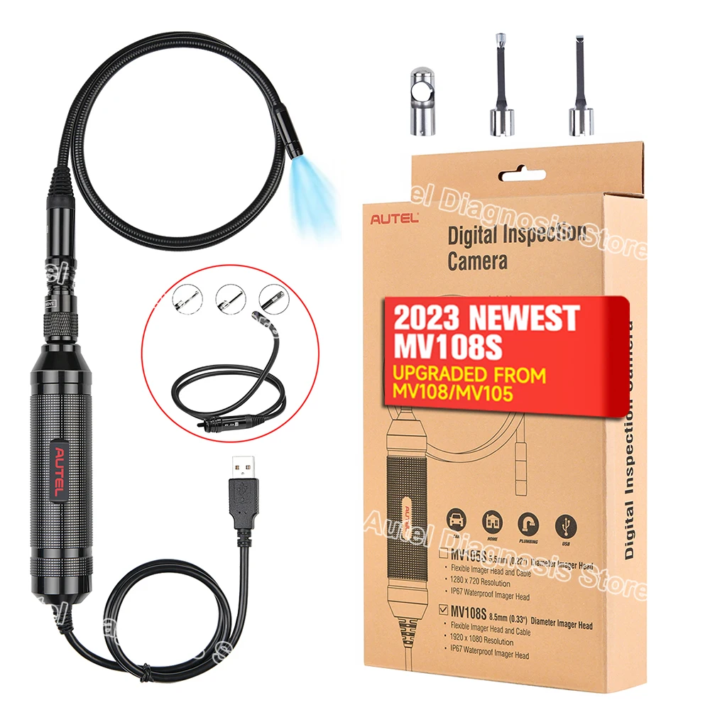 Autel MaxiVideo MV108S 8.5mm Digital Inspection Endoscope Work with MK808BT PRO, MK906PRO, MS906PRO, IM608S II, MP808BT PK MV108