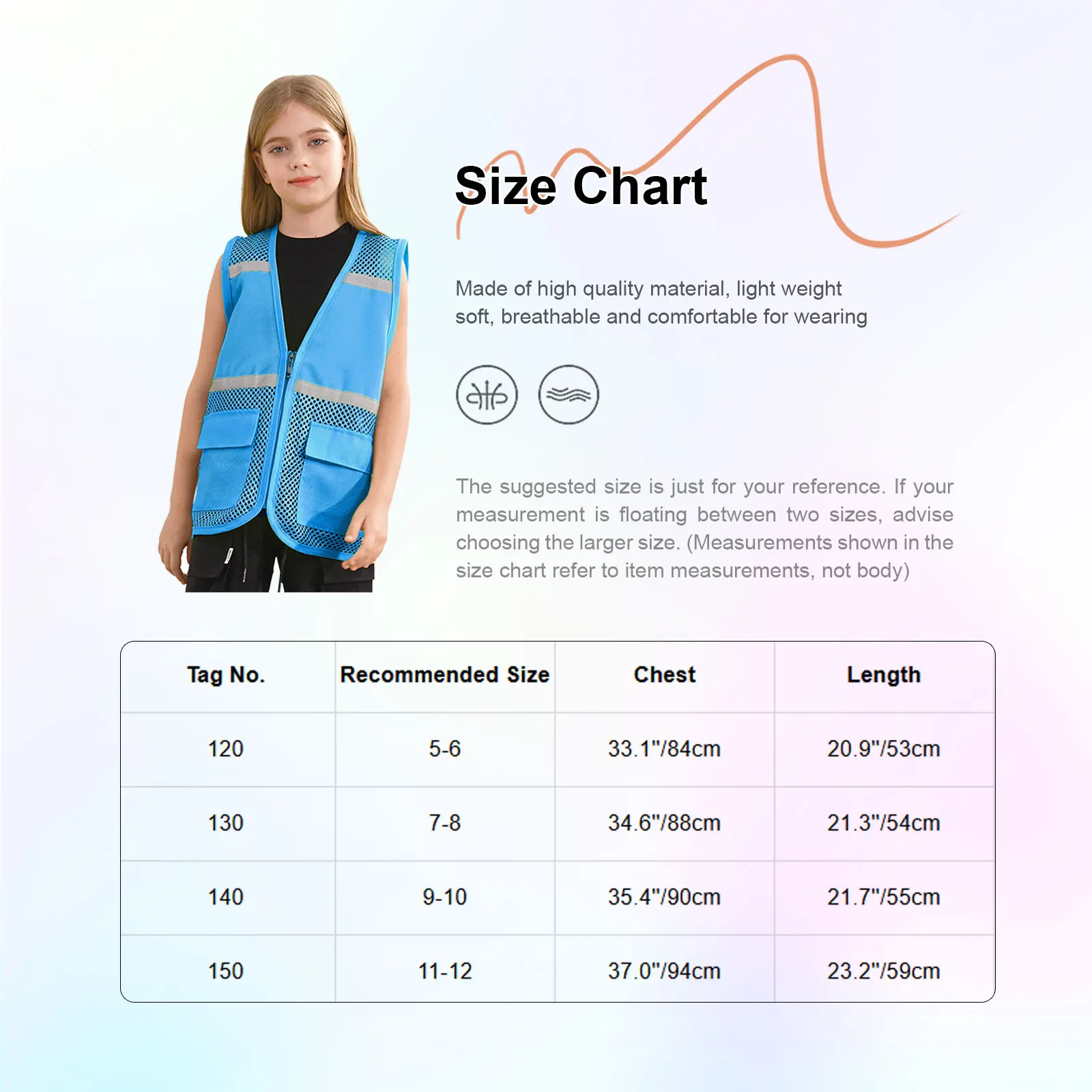 Kids Boys Girls Safety Vest High Visibility Reflective Hollow Out Mesh Patchwork Volunteer Vest School Camp Activities Uniform