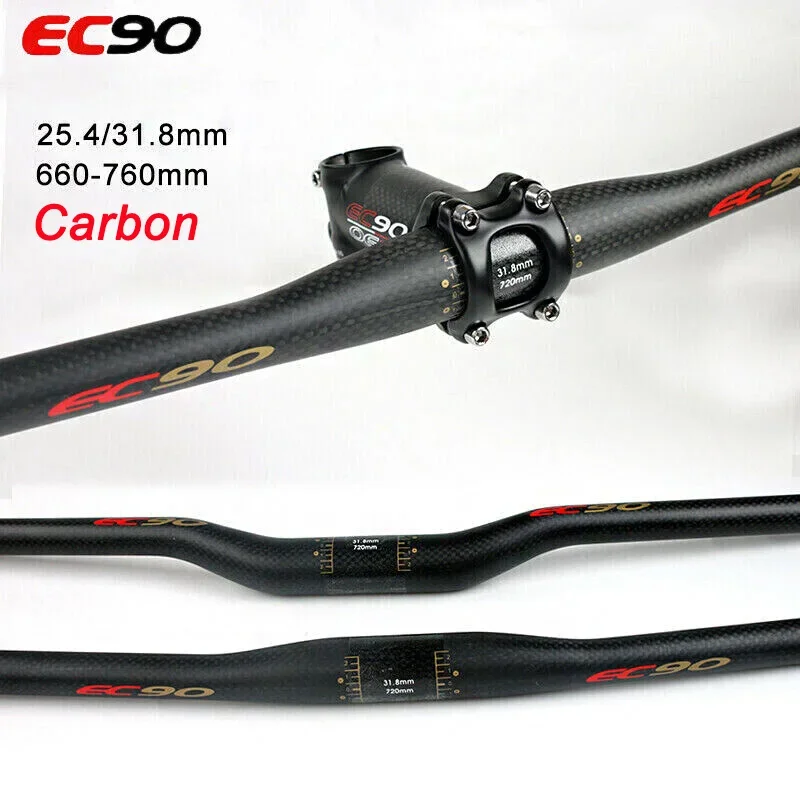 EC90 MTB Mountain Bike Horizontal Handlebar Carbon Bicycle Ultralight Straight Handle Bar 25.4/31.8mm Flat Riser Bar Bike Parts